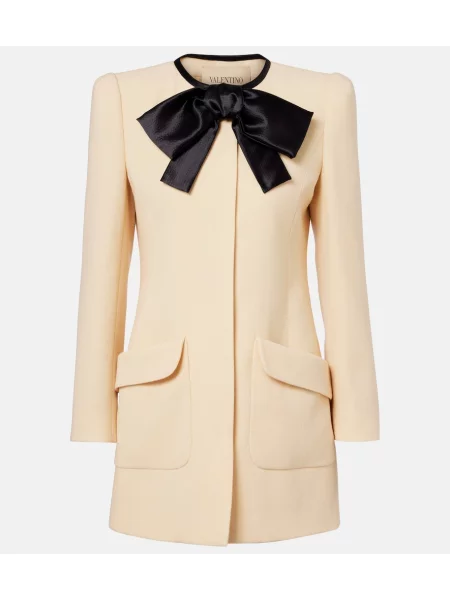 Haină de lână Valentino de lână cu legături alb