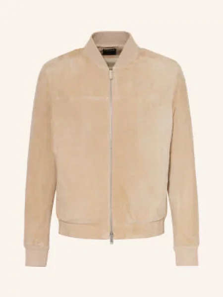 Zegna Skórzana Kurtka beige beżowa