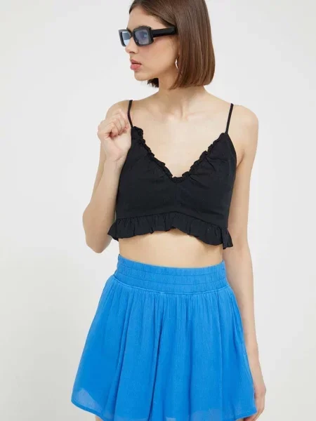 Plátěný top Abercrombie & Fitch černý
