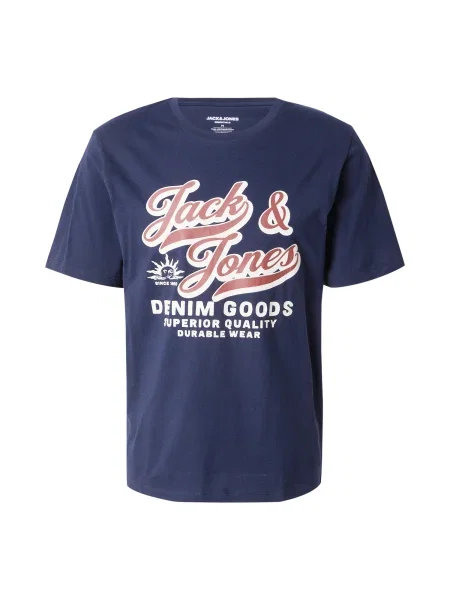 JACK & JONES Tricou noapte / maro ruginiu / alb albastru