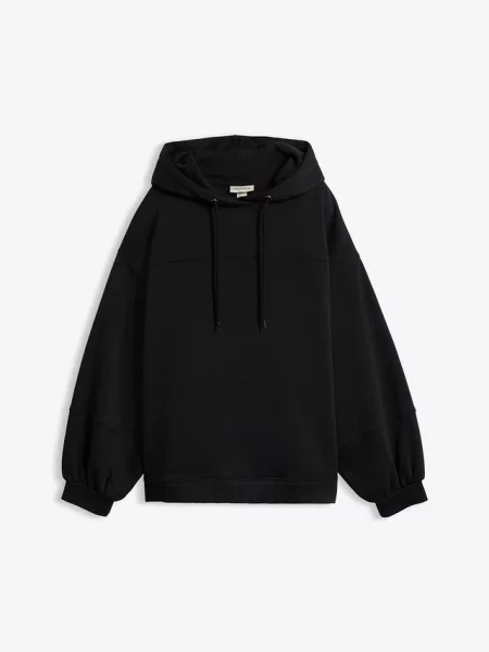 Bluza z kapturem oversize z miękkiego materiału z bawełną czarna