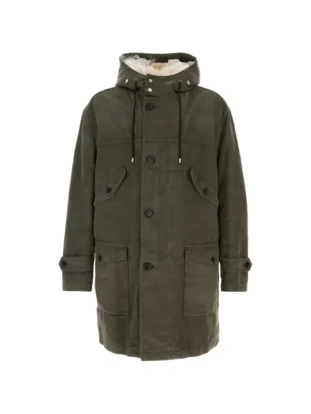Geacă parka Fendi cu glugă cu imagine cu model camuflaj verde