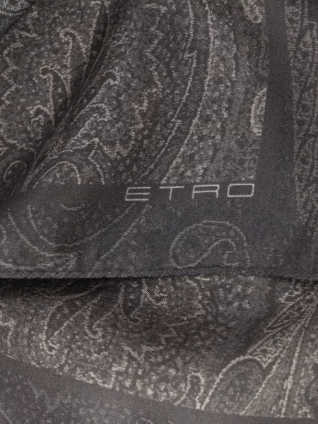 Šilkinis raštuotas šalikas Etro su paisley raštu juoda