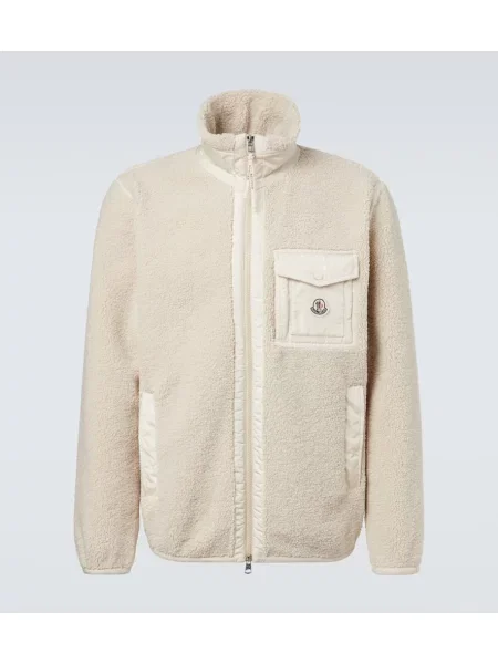 Cardigan Moncler din fleece bej