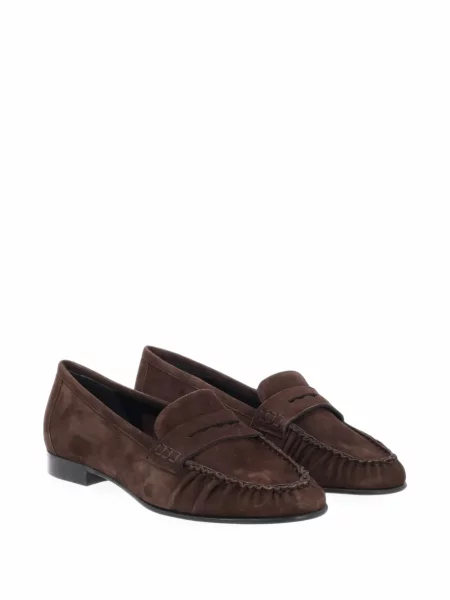 Pantofi loafer Aeyde din piele de căprioară maro
