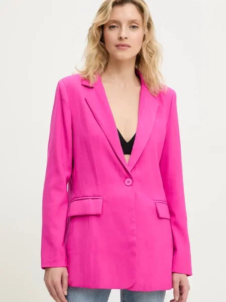 Сако Answear Lab с едно копче с изчистен дизайн розово