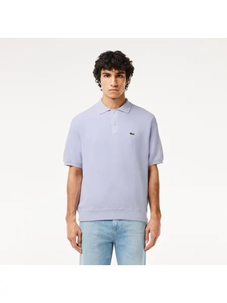 Lacoste Koszulka Polo Z Organicznej Bawełny Z Kołnierzykiem niebieska