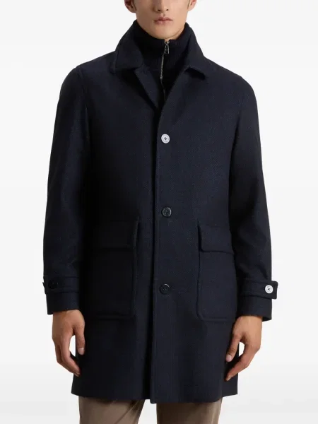 Palton Woolrich cu model herringbone albastru