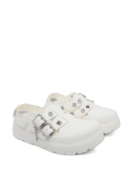 Papuci tip mules Crocs cu tepi alb