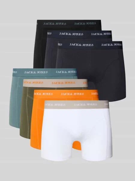 Obcisłe bokserki z z logo w zestawie 7 szt. model ‘JACMILES’ Jack & Jones pomarańczowe