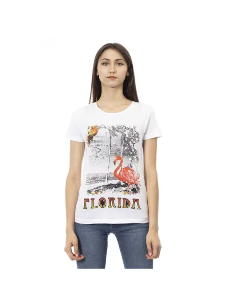 Koszulka Trussardi z okrągłym dekoltem casual biała