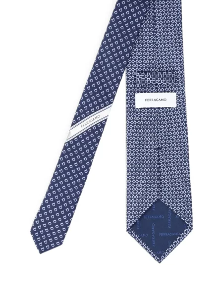 Cravată Ferragamo de mătase cu imagine albastru