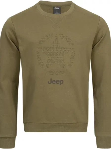 Bluza z okrągłym dekoltem Jeep Star cała brązowa zielona