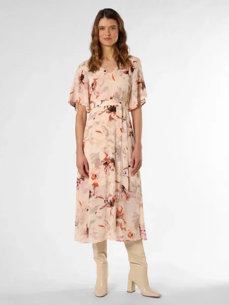 Vila sukienka wieczorowa Kobiety Sztuczne włókno pomarańczowy|różowy wzorzysty 40 różowa