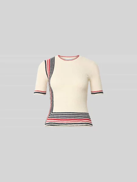 T-shirt o kroju slim fit z efektem dzianiny Rabanne granatowa