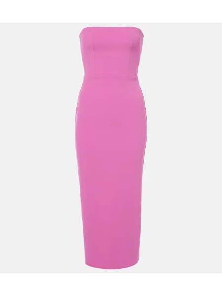 Midi obleka Alex Perry brez naramnic roza