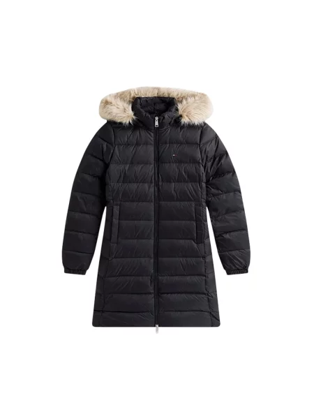 Tommy Jeans Płaszcz Puchowy Z Odpinanym Sztucznym Futrem schwarz czarny
