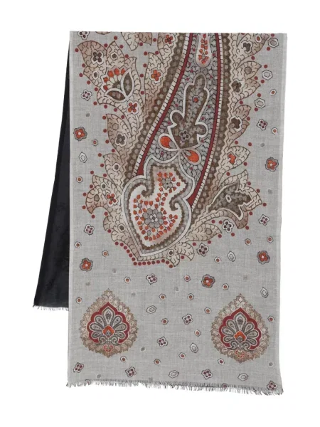 Fular Dell'oglio cu franjuri cu model paisley albastru