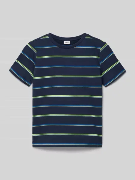 Krój regular fit t-shirt z mieszanki bawełny S.oliver Red Label granatowa