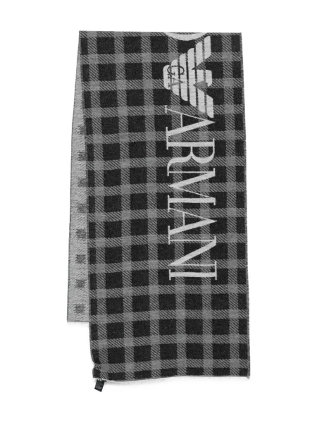 Kostkovaný šál Emporio Armani černý
