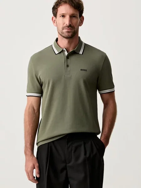 Tricou polo Boss Green verde