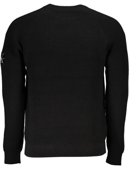Pulover Calvin Klein cu decolteu rotund lung negru