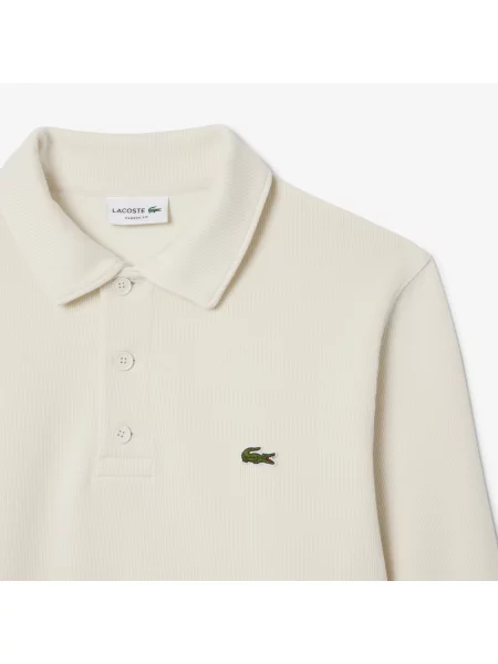 Lacoste Bluza Z Prążkowanym Kołnierzykiem Polo biały