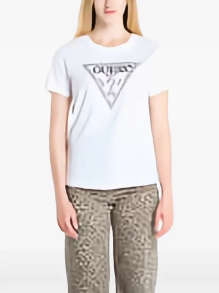Stras tricou Guess alb