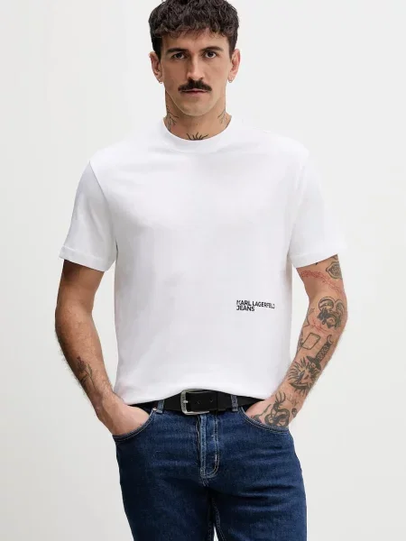 Karl Lagerfeld Jeans tricou din cu imprimeu alb