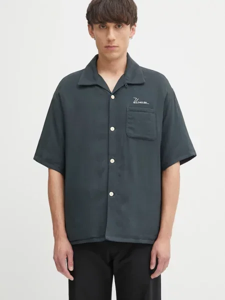 Košulja Visvim grayson down regular s klasičnim ovratnikom crna