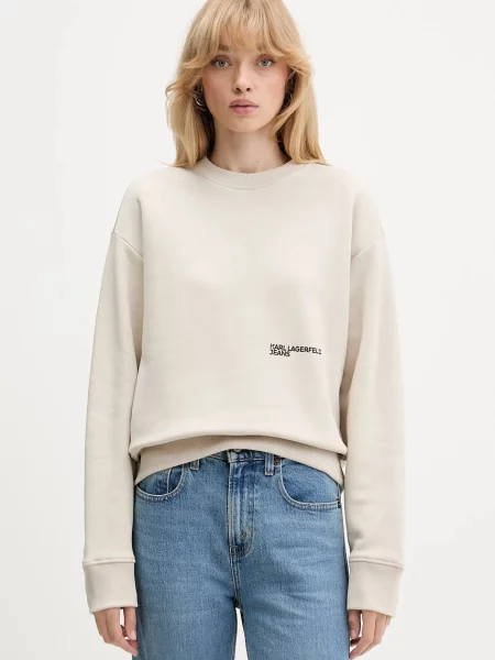 Суитчър Karl Lagerfeld Jeans с принт бежово