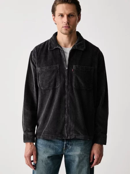 Levi's geacă tip cămașă pentru bărbați din catifea reiată PORTS ZIP UP negru