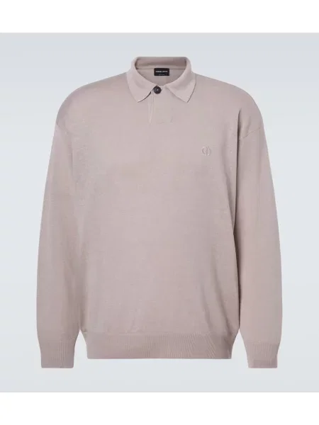 Pulover Giorgio Armani cu broderie de in bej