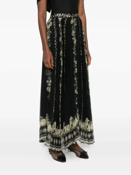Fusta plisata Alice + Olivia cu model floral plisată negru