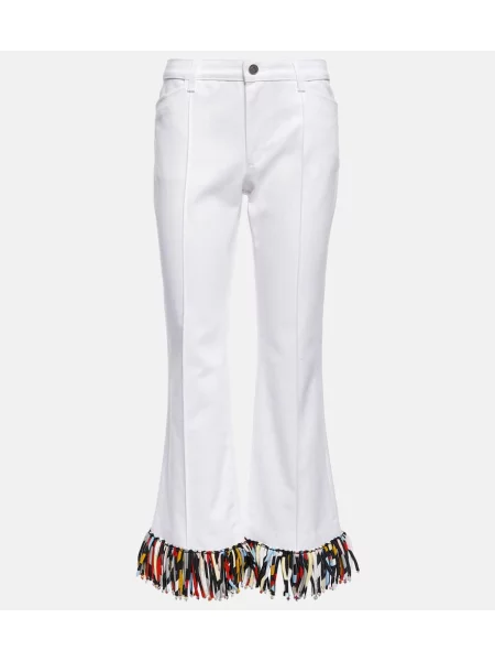 Cropp pantaloni Pucci cu talie înaltă alb