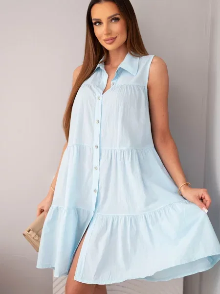 Sukienka koszulowa Kesi Włoski bez rękawów niebieska