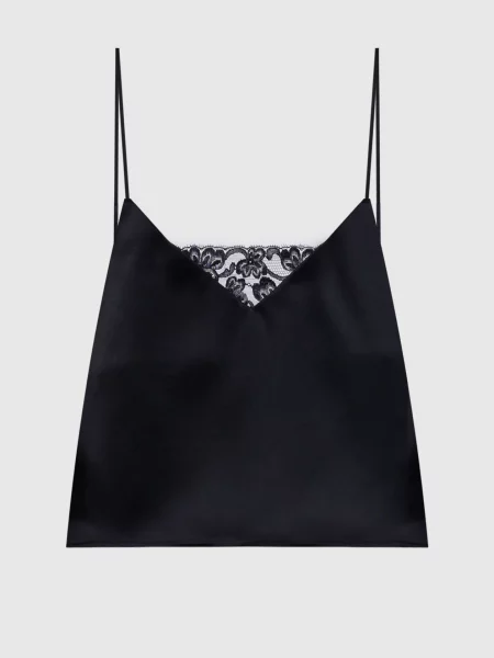 Укорочений топ з мереживом Ssheena чорний