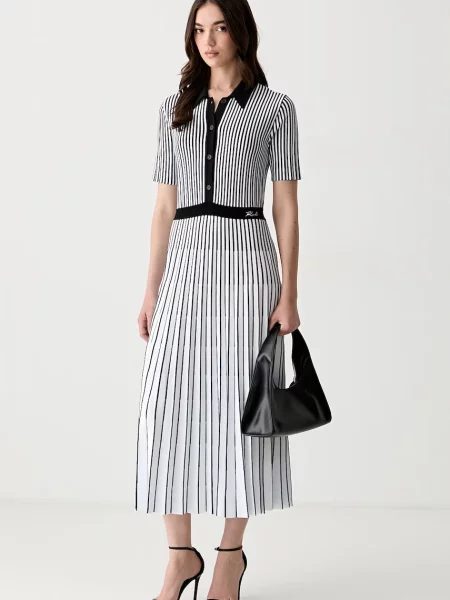Karl Lagerfeld rochie plisată cu vâscoză negru