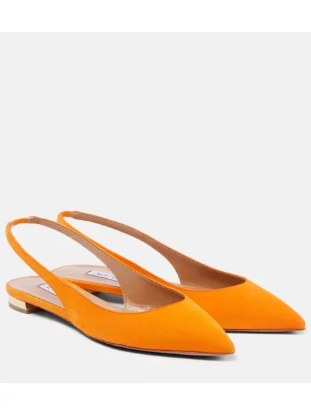 Balerinke Aquazzura iz semiša z odprtimi petami oranžna