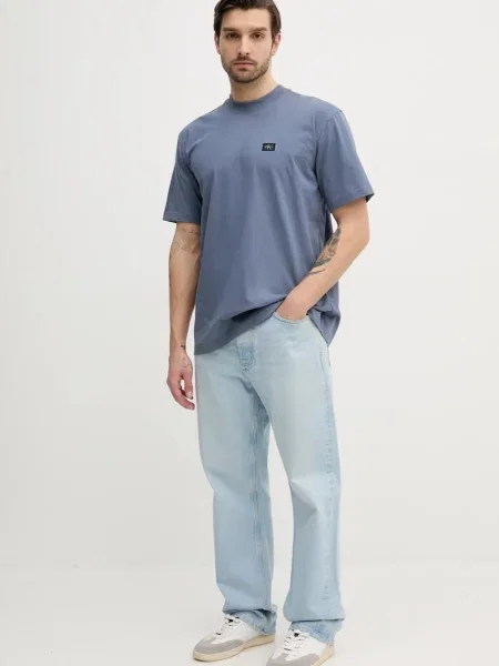 T-shirt z detalem z logo Calvin Klein Jeans niebieska