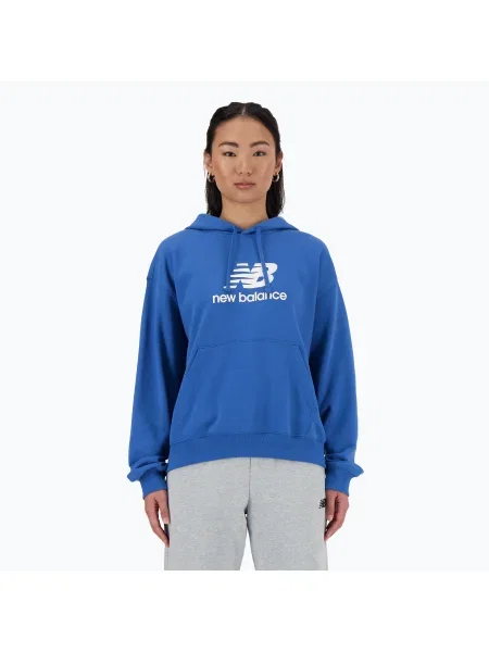 Хавлиени суичър с качулка New Balance синьо