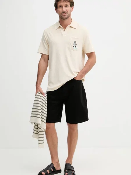Tommy Hilfiger polo majica z bombažem SUMMER bež