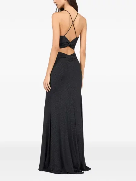 Rochie maxi Roberto Cavalli cu model piele de șarpe negru