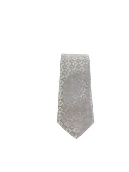 Krawat Emporio Armani w kratę żakardowy szary