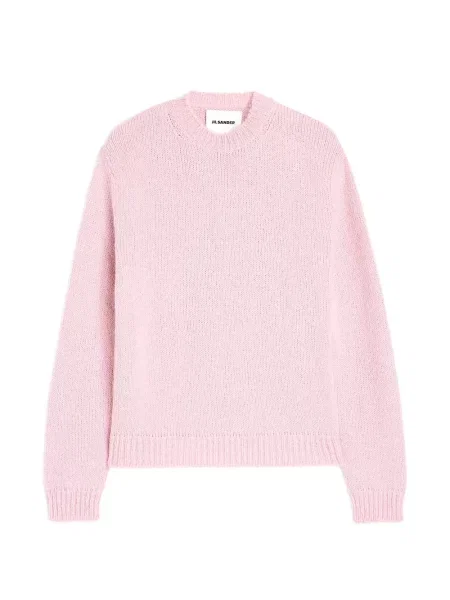 Pulover Jil Sander cu decolteu rotund cu nervuri roz