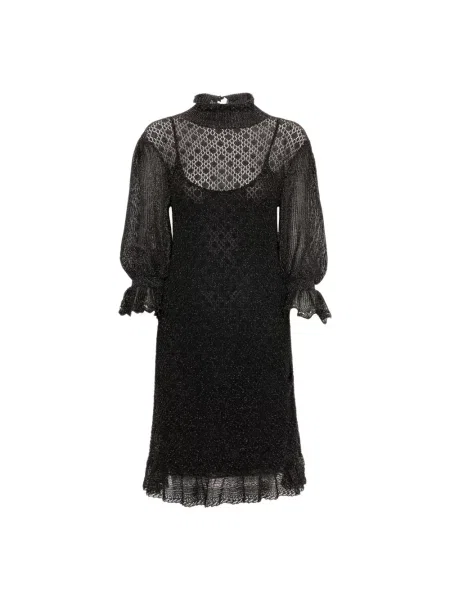 Mała sukienka mini Chloe z falbankami garniturowa czarna
