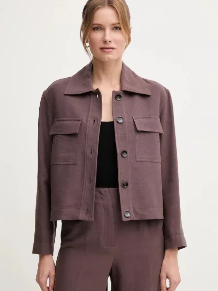 Pedro del Hierro kurtka z domieszką lnu przejściowa brązowy