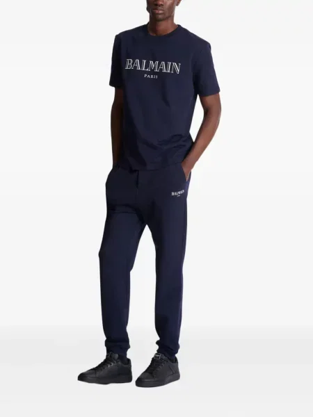 Pantaloni Balmain cu imagine alergare albastru