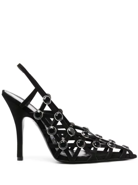 Pantofi cu toc The Attico din piele de căprioară slingback negru