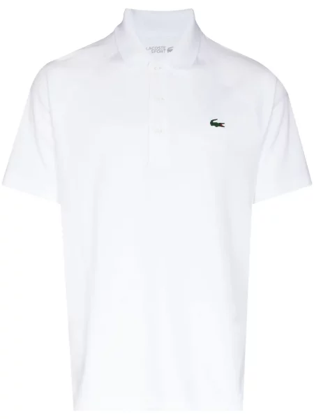 Scurt tricou polo Lacoste cu autograf alb